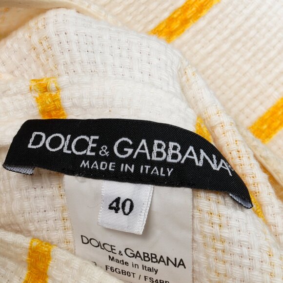 Dolce & Gabbana SS/13 Yellow and White Striped Jacquard Sleeveless Mini Dress - Picture 4 of 9